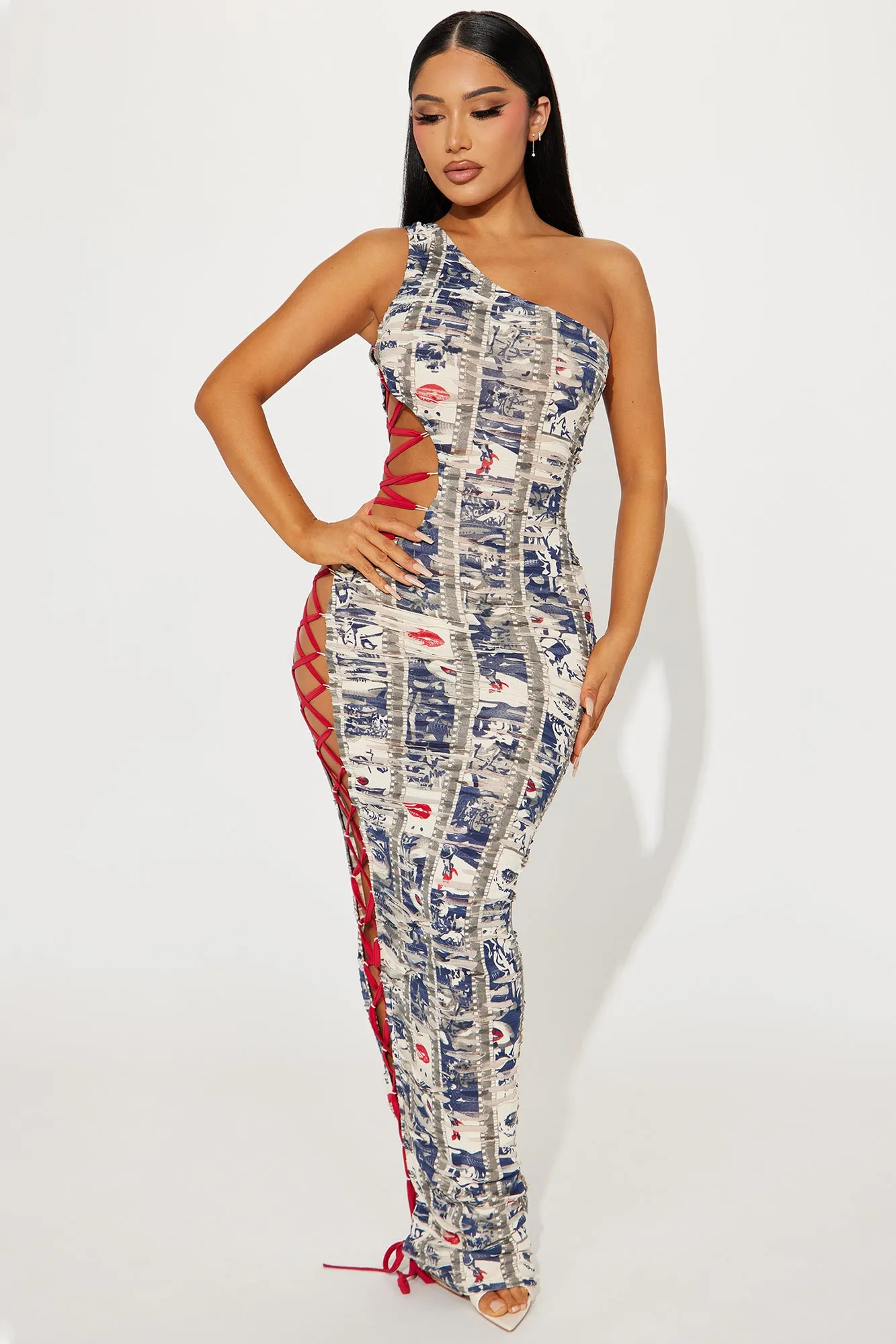 Audrey Distressed Maxi Dress - Multi Color