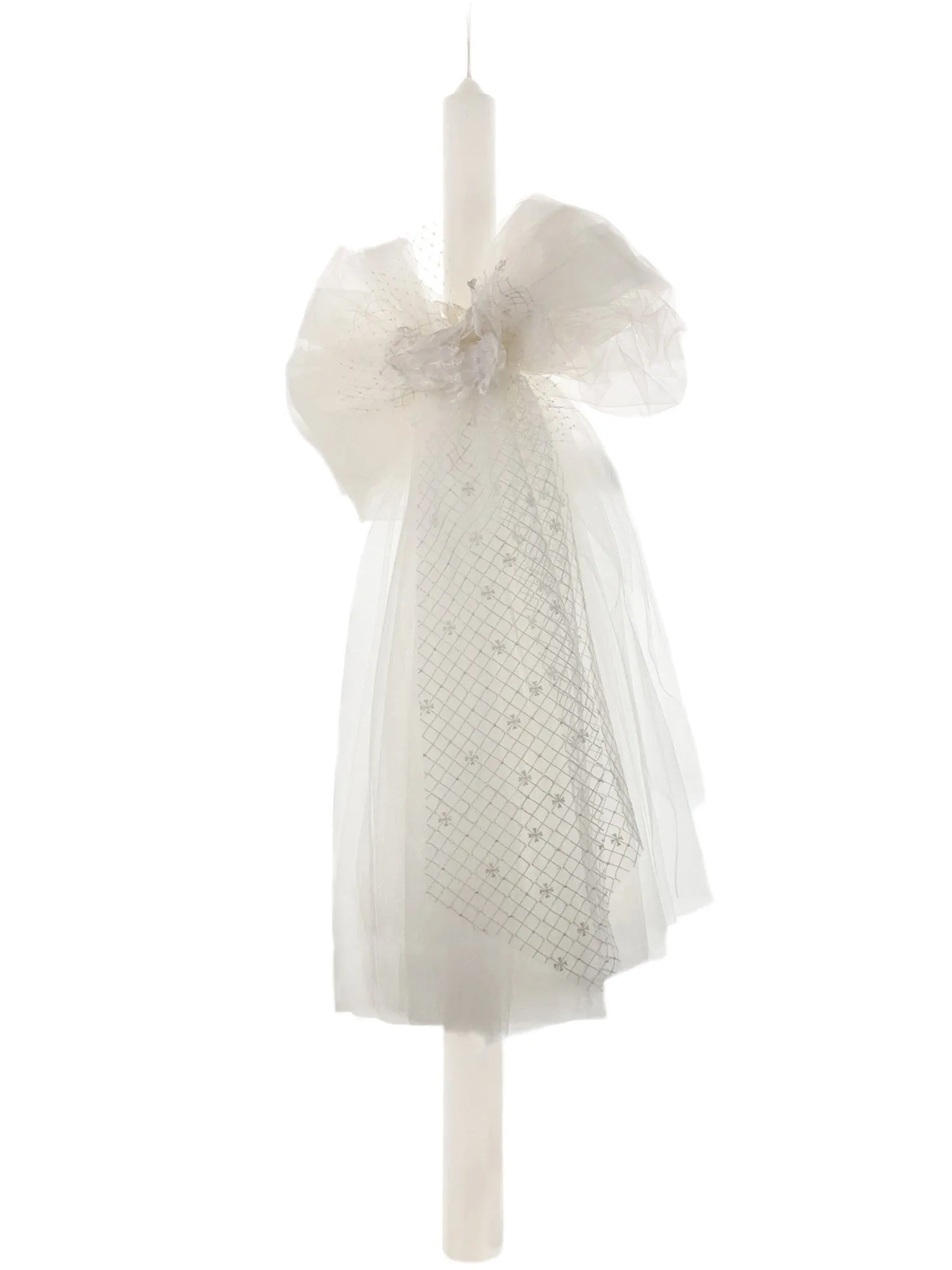 Christening candle with embroidered tulle-COY