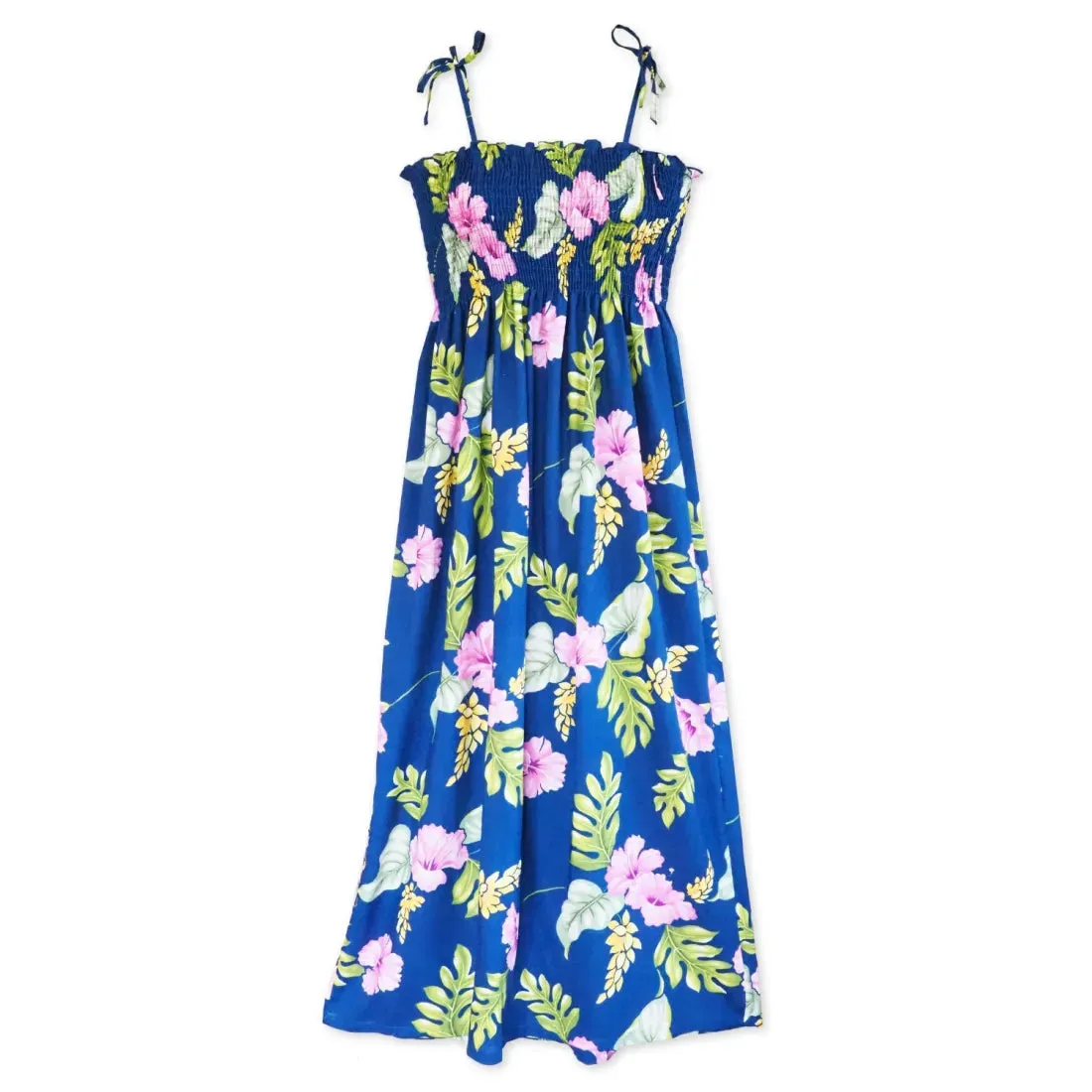 Honeymoon Royal Blue Maxi Hawaiian Dress