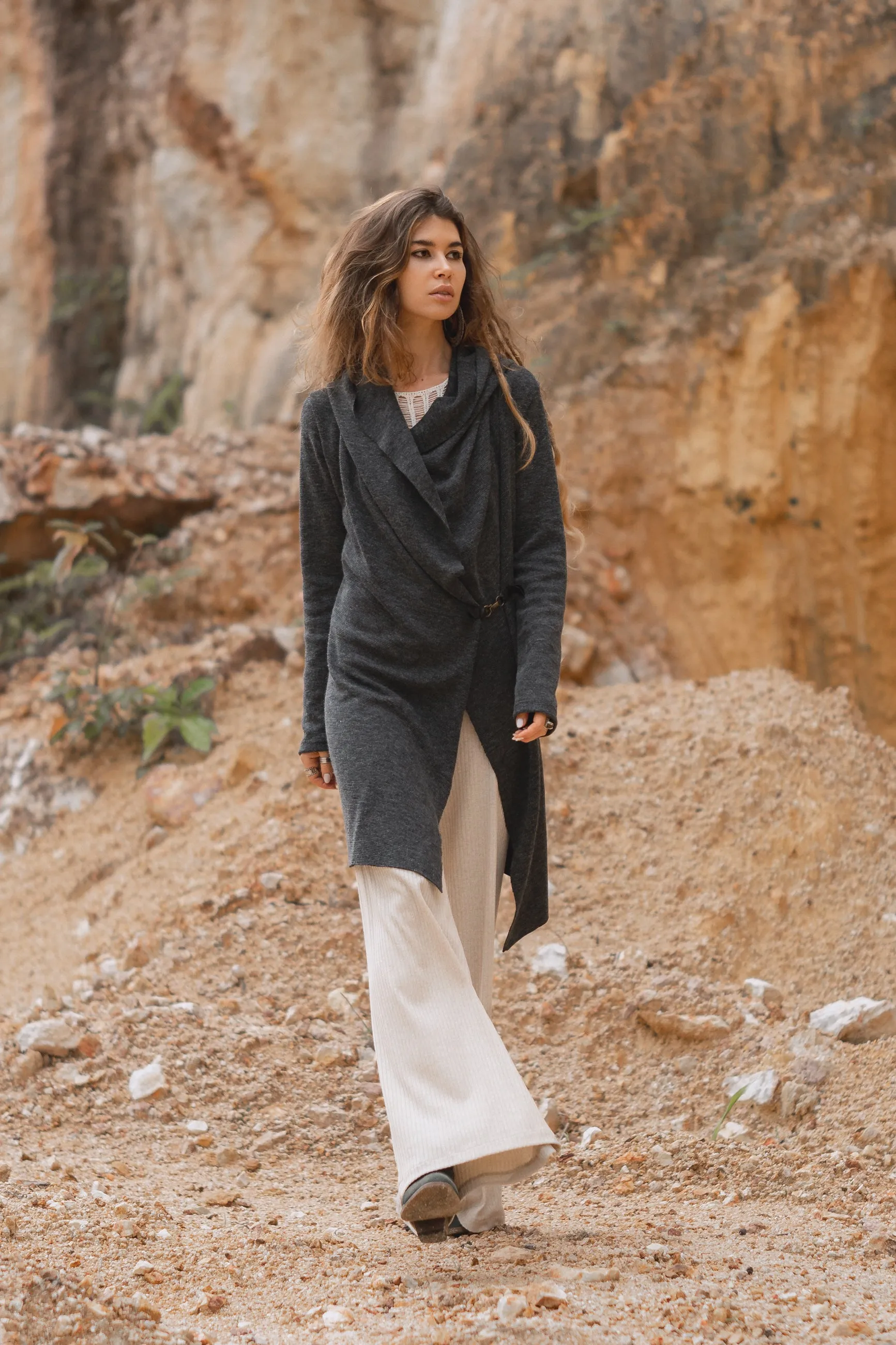 Hooded Cardigan Lalima Charcoal