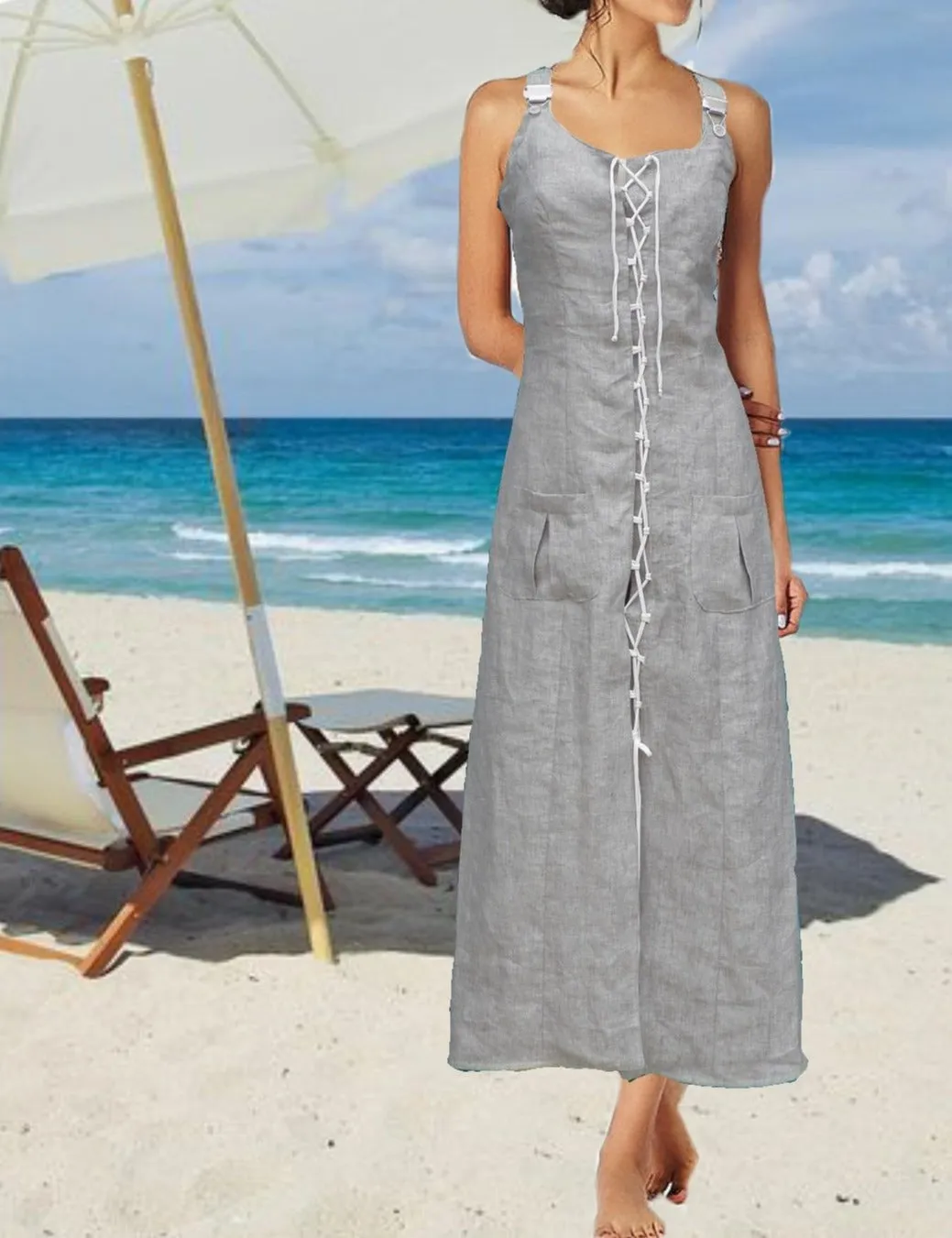 lange linnen overgooier / American jumper dress