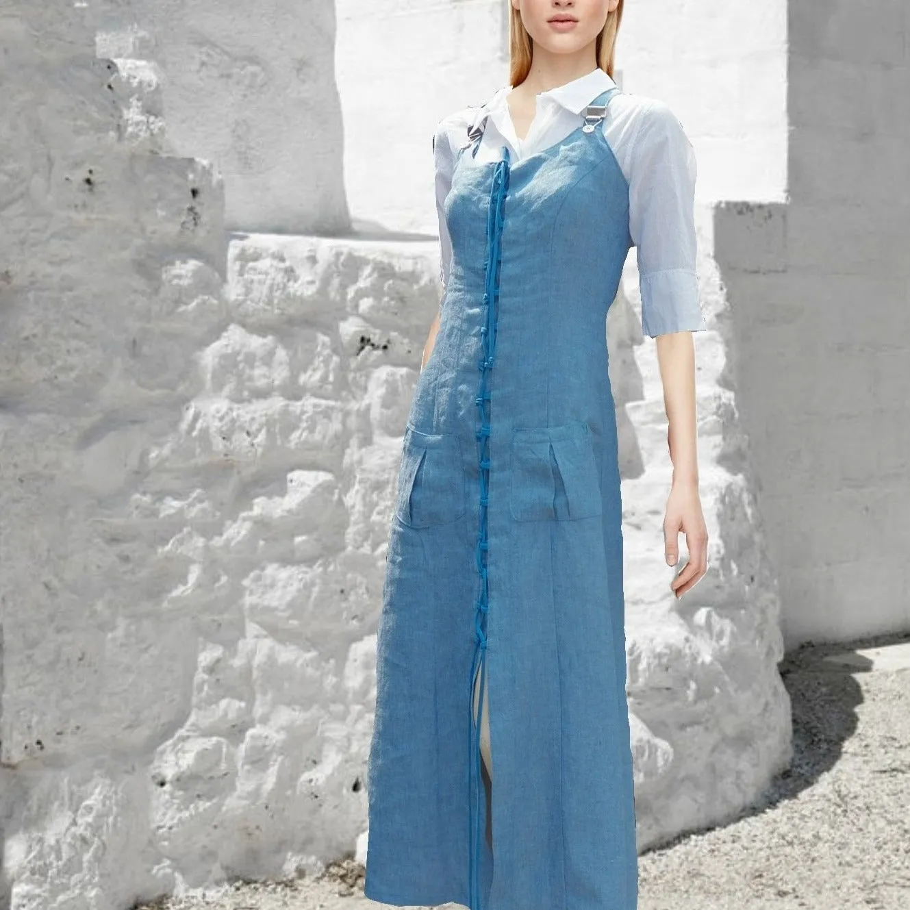 lange linnen overgooier / American jumper dress