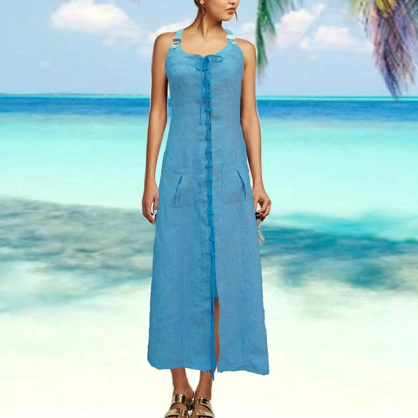 lange linnen overgooier / American jumper dress
