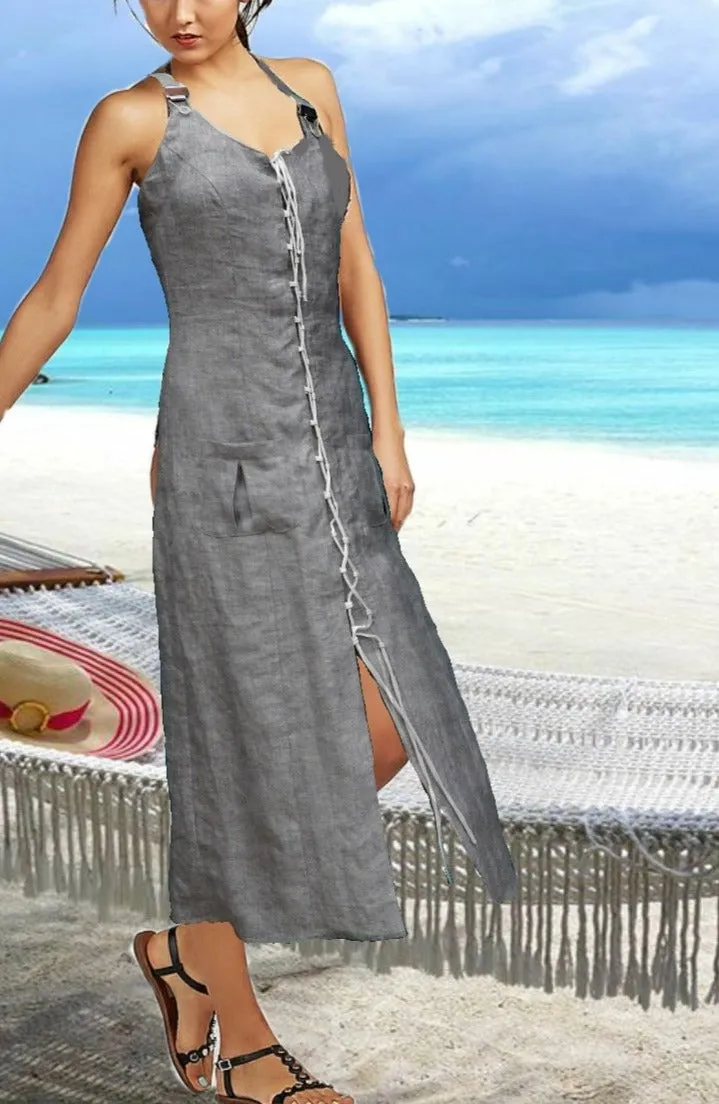 lange linnen overgooier / American jumper dress