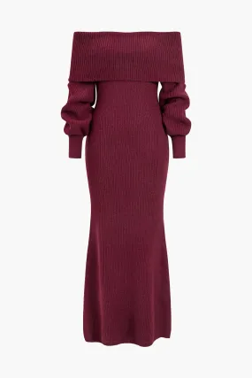 Off Shoulder Long Sleeve Sweater Dress