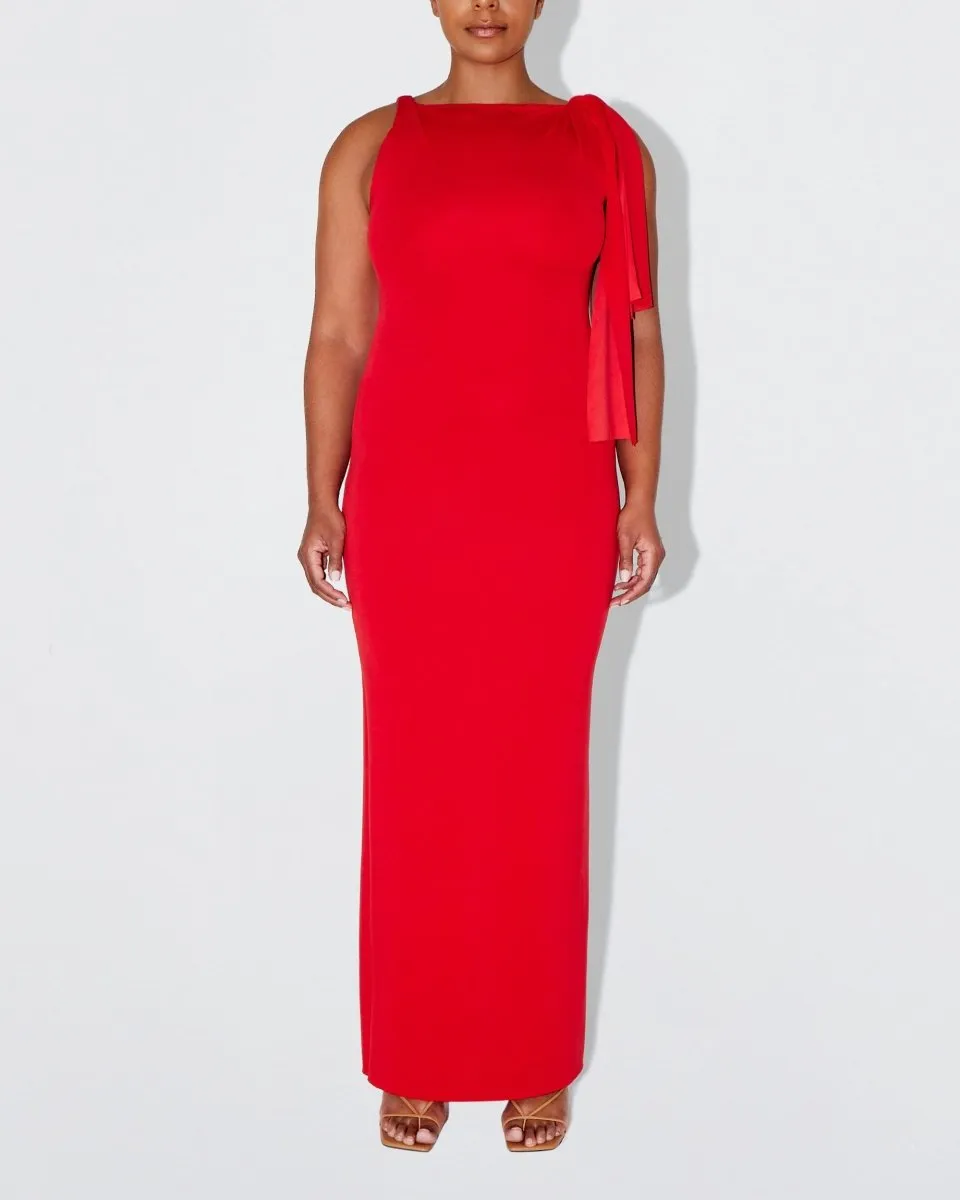 Sueded Stretch Knotted Maxi Dress | Tomato
