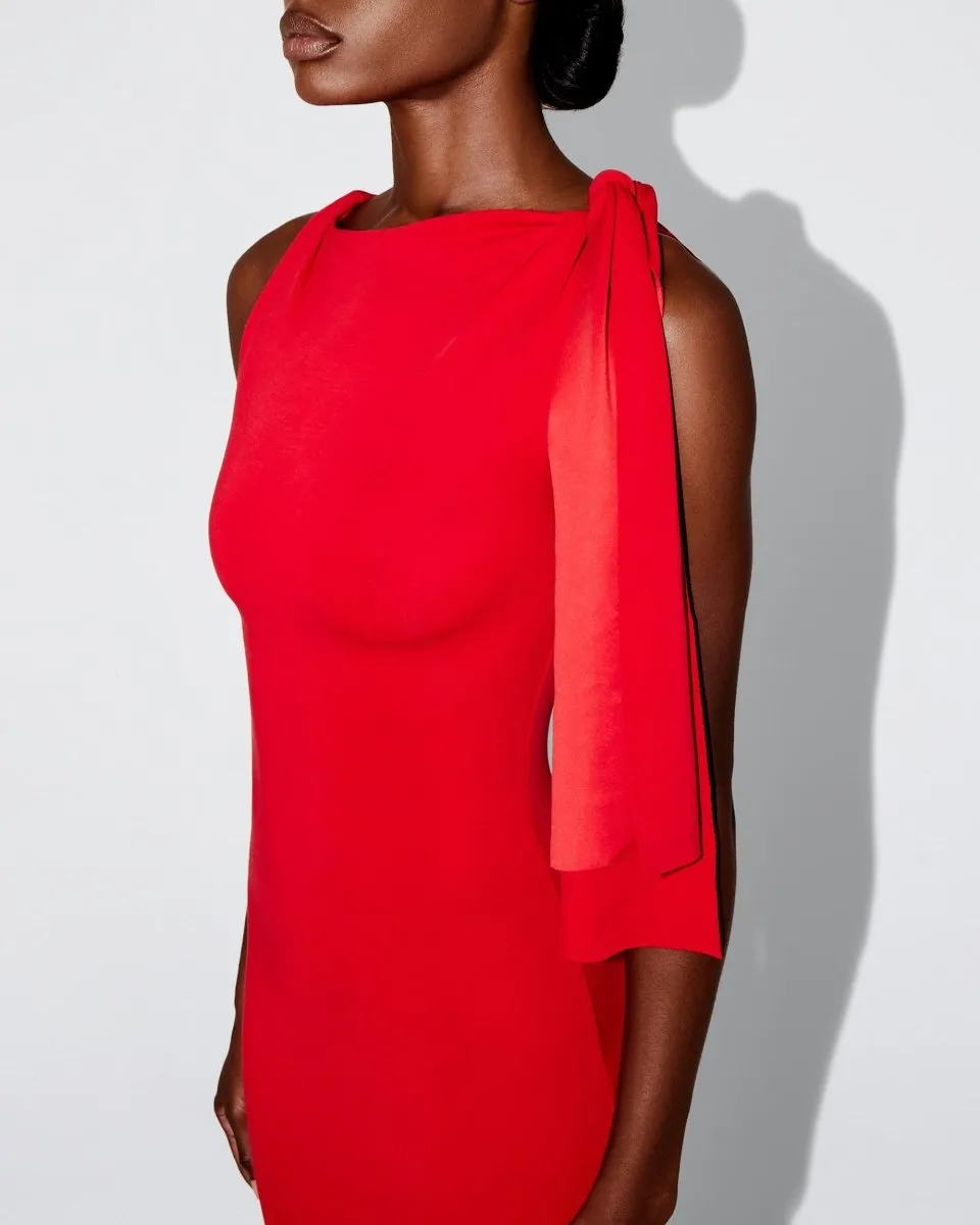 Sueded Stretch Knotted Maxi Dress | Tomato